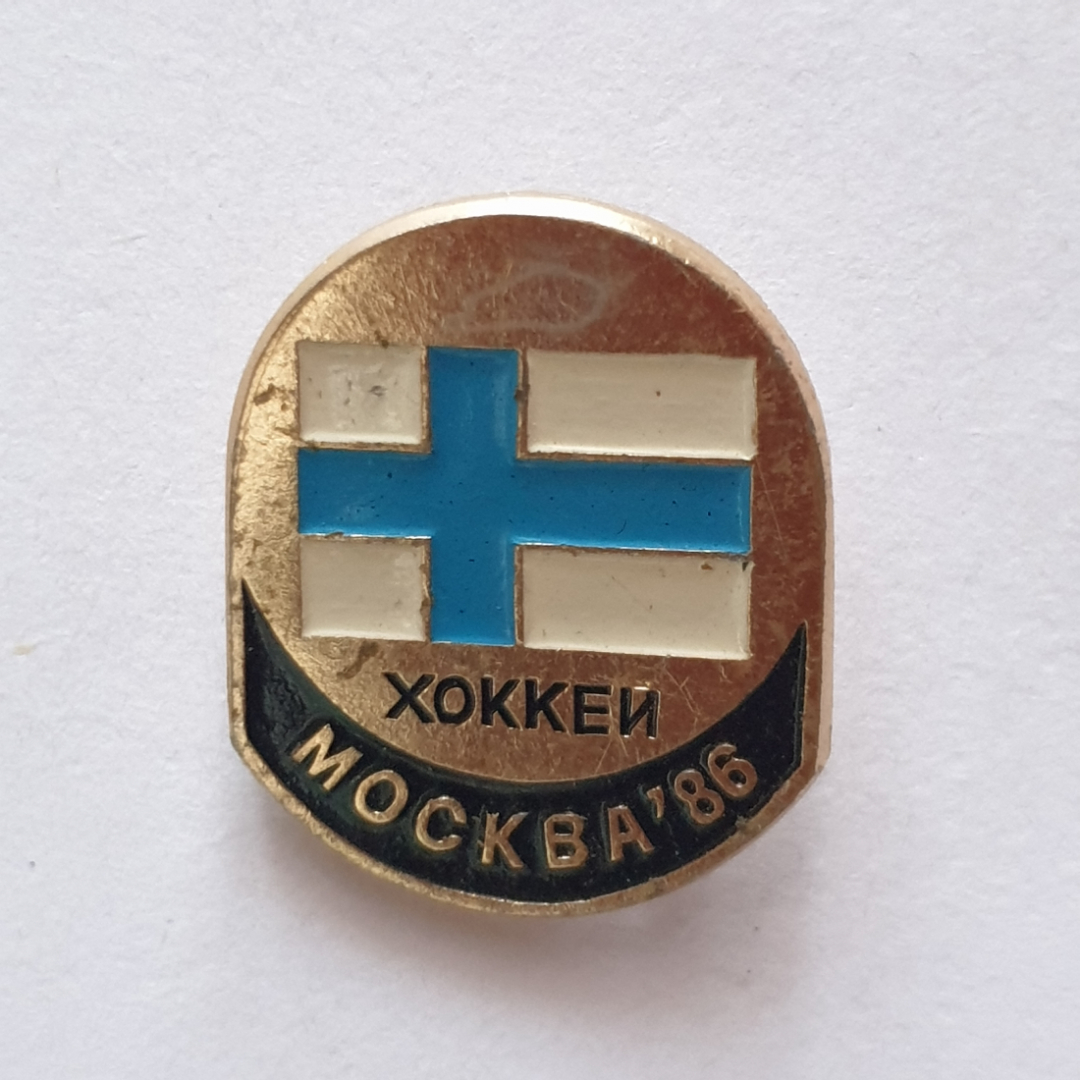 Значок "Финляндия. Хоккей. Москва'86", СССР. Картинка 1